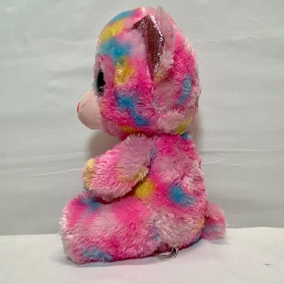 Ty Beanie Boos Franky 10" Rainbow Tye Dye Bear Pink Glitter Eyes 2018 Plush VHTF - Picture 3 of 11